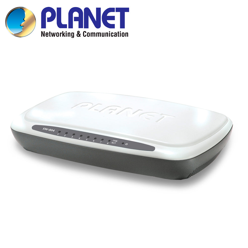 Planet Switch No Administrable SW-804, 8 Puertos RJ45 10/100 Mbps, Alimentación 5VDC