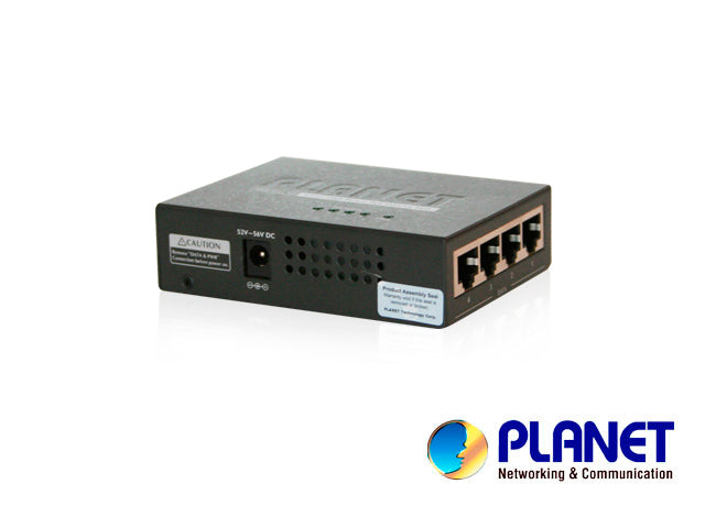 Planet HPOE-460 Inyector PoE 4 Puertos, 10/100/1000 Mbps, 120W, Metal