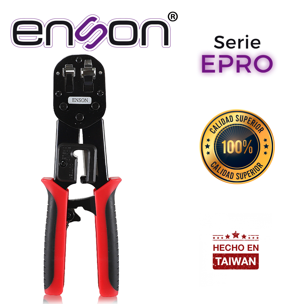 Enson EPRO-PLUGTOOL, Pinza Ponchadora RJ45/RJ11, Guillotina Integrada, Diseño Eficiente