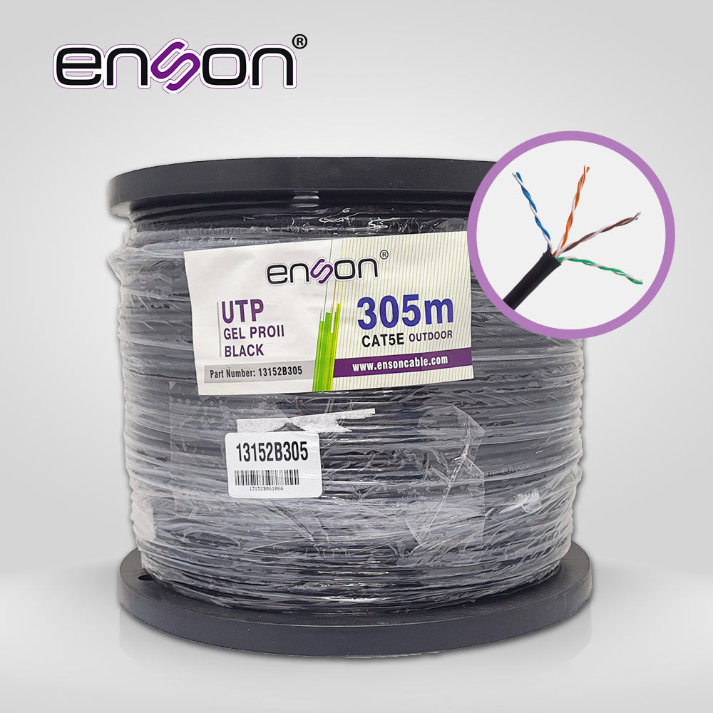 Enson Cable UTP Cat5e 13152B305 24 AWG 100% Cobre, 305 Metros, Uso Exterior