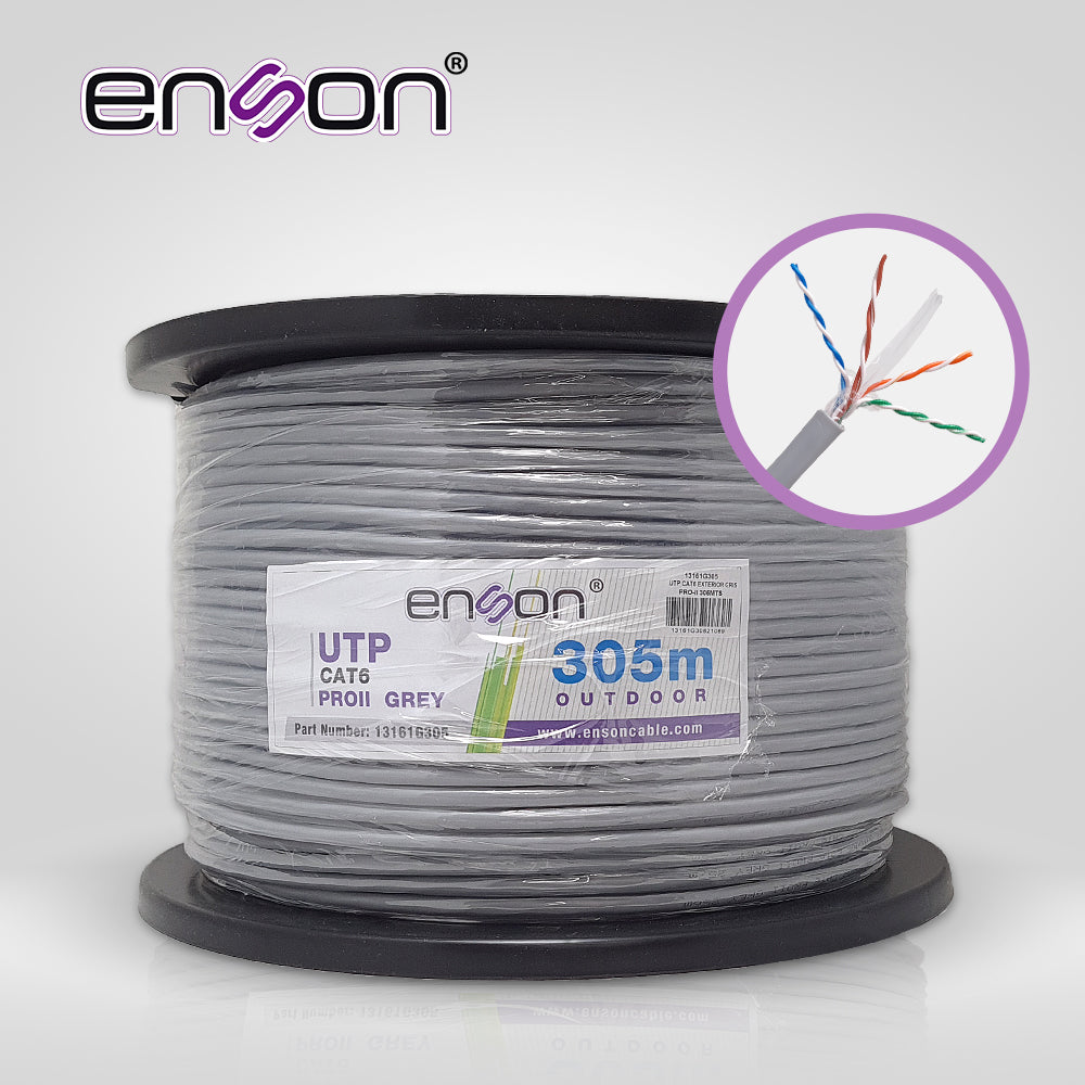ENSON Cable UTP Cat6 13161G305, 305m, 23 AWG, 100% Cobre, Uso Exterior