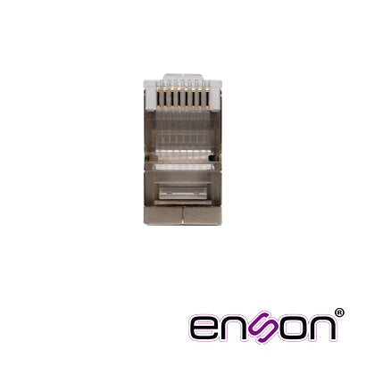 Enson Conector Plug SRJ45 Blindado CAT5E, 100 Mbps, UTP, Para Cable Ponchado