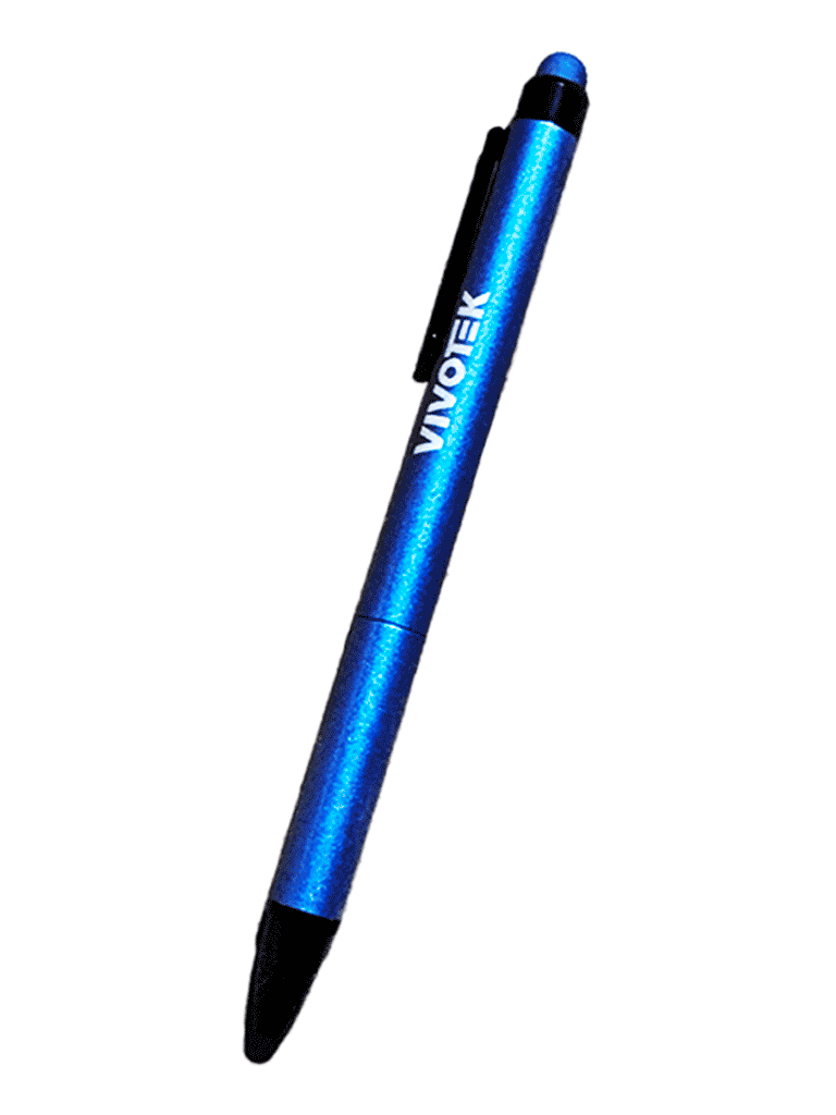 Pluma VIVOTEK con Tinta Negra, Cuerpo Azul, Punta Fina 0.5mm, Paquete de 12