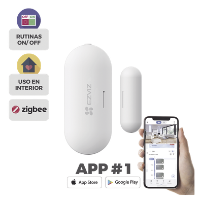 CS-T2C - Sensor de Contacto Magnético Inalámbrico / Zigbee / Separación de Alarma 25 mm ± 5 mm / Autonomía 3 Años / Uso Interior / 53.5 x 22.5 x 13.5 mm