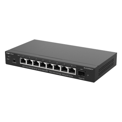 RG-ES209MG-P - Switch Administrable Capa 2 PoE+ / 8 puertos 2.5Gb / 1 SFP+ 10Gb / 130W PoE / 60Gbps switching / Sin ventilador