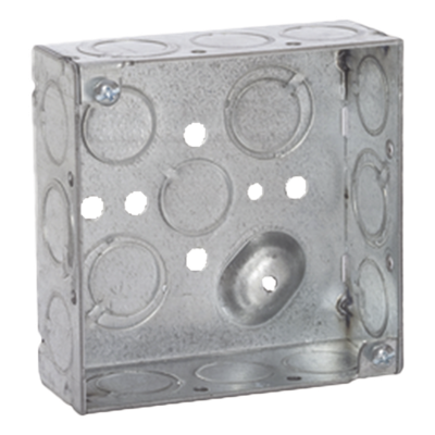 HUB189 - Caja Cuadrada Eléctrica / Acero Galvanizado / 21 in³ / 10 Entradas 1/2" y 6 TKO 1/2"-3/4" / Montaje Muro Resistente al Fuego 2 Horas