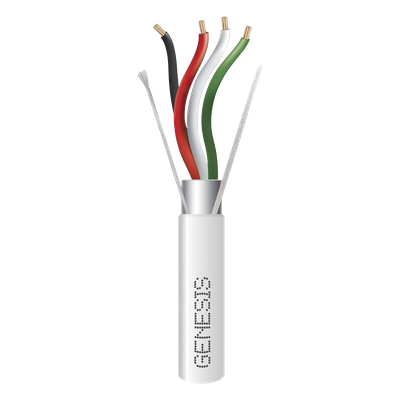 2204-1101 - Bobina de 305 Metros (1000 Pies) de Cable 4 x 22 AWG BLINDADO / RISER / Color Blanco / Para Aplicaciones de Audio, Seguridad y Control