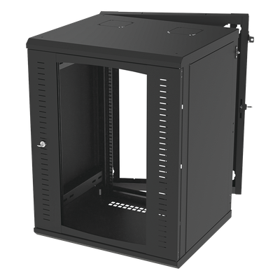 SR-1916-GAP-V4 - Gabinete de Pared Abatible / Rack 19" 16U / Cristal Templado / Carga 70 kg / Ventilación Opcional