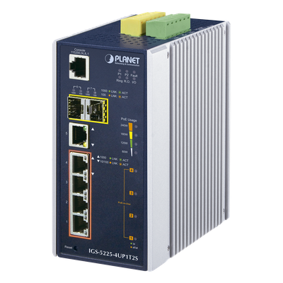 IGS-5225-4UP1T2S - PLANET IGS-5225-4UP1T2S switch Gestionado L2+ Gigabit Ethernet (10/100/1000) Energía sobre Ethernet (PoE) Azul, Plata