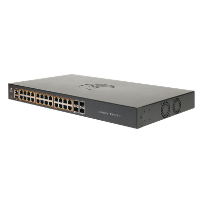 MX-EX1028PXA-0 - Switch / 24 Puertos PoE 802.3af/at / 200 W / Gigabit Ethernet / 4 SFP / Capa 2 / Gestión en la Nube / 19" Rack