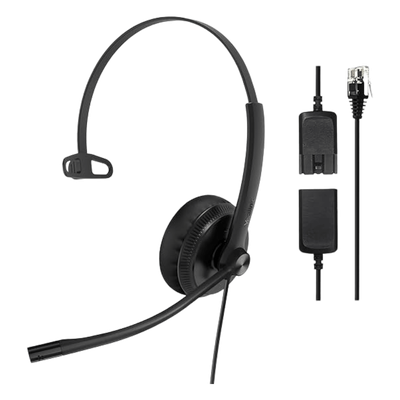 YHS34-MONO - Diadema Monoaural / Audio HD Banda Ancha / Cancelación de Ruido / Conexión QD a RJ9 / ActiveProtection / Brazo Flexible 330°