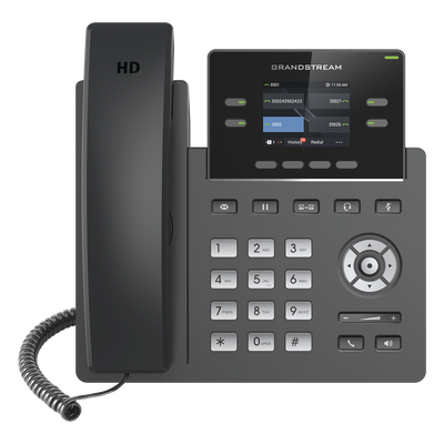 GRP-2612 - Teléfono IP / 4 Líneas SIP / 2 Cuentas / Pantalla Color 2.4" / Codecs HD G.722 y Opus / Gestión en la Nube / Puertos 10/100 Mbps
