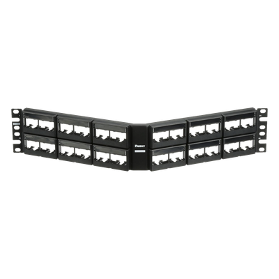 CPPLA48WBLY - Panel de Parcheo Modular / Angulado / 48 Puertos / 2UR / Sin Blindaje / Con Etiqueta y Cubierta