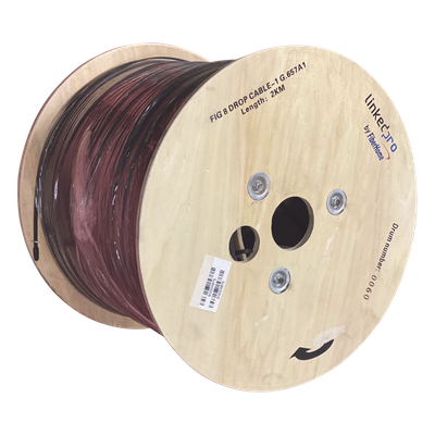 IC-FIG8A1-1C/2KM - Carrete de Fibra Óptica Aérea Drop / 2 km (6562 pies) / G.657A1 / Monomodo 1 Hilo / Span 80 / LS0H