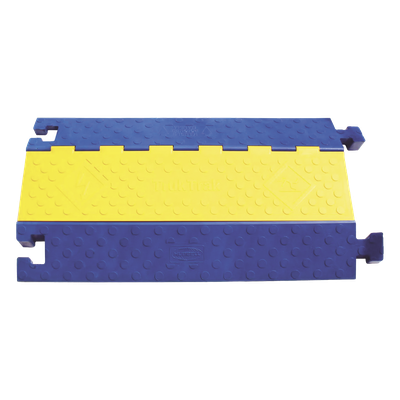 HUB-HBLTT-3B - Cubrecables de Suelo / 3 Canales / 3 ft x 20 in x 3.05 in / Azul y Amarillo / Alta Visibilidad
