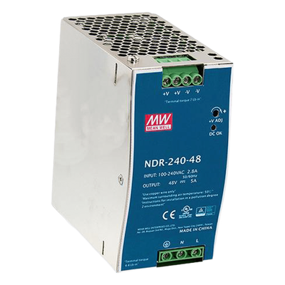 NDR24048 - Fuente de Poder Industrial / 240W / 48Vcc / 5A / Riel DIN / Entrada Universal 90-264Vca