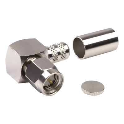 RSA-3010-X - Conector SMA Macho en A/R / Anillo Plegable / RG-8/X, LMR-240, Belden 9258 / Níquel, Oro, Teflón