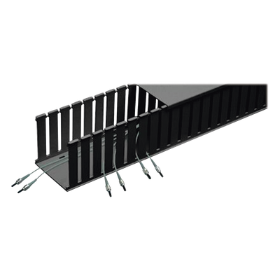 E4X4BL6 - Canaleta Ranurada de PVC sin Tapa, Fiber-Duct™, 4 in de Ancho, 4 in de Alto y 1828.8 mm de Largo, Color Negro