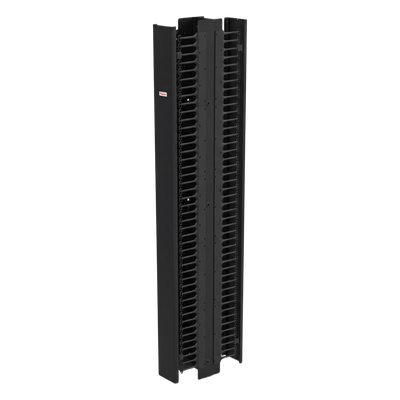EC6D7 - Gestor Vertical de Cableado CableTek-EC / Doble Cara / 45U / Acero 1.9 mm / 6 in Ancho / 9 in Profundidad / Negro RAL 9005 / Montaje Universal 2 y 4 Postes / Postes y Compuertas Incluidos / Cubierta Frontal Central