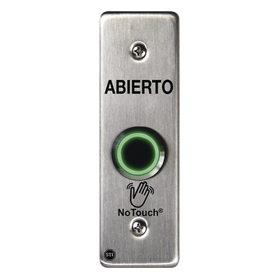 NT-SS002-ES - Botón de Salida NoTouch / Sensor IR / Acero Inoxidable 304 / Contacto Seco / LED Dual / Montaje Delgado 0.26"