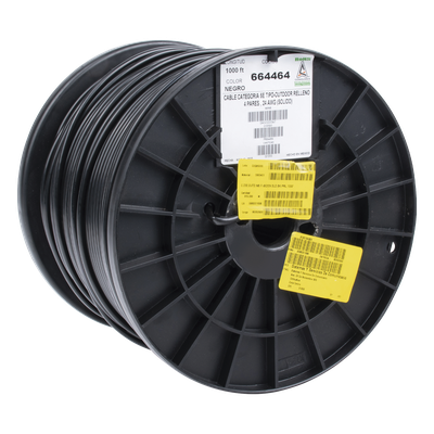 66-44-64/1000 - Bobina Cat5e UTP / 305m (1000 pies) / Gel para Exterior / 24 AWG / Negro / -20°C a 75°C
