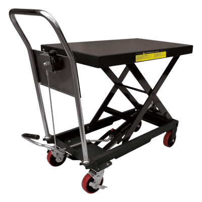 SYS-MEL-10 - Mesa Elevadora Hidráulica / Capacidad 300 kg a 1 t / Elevación 100 cm (3.28 ft) / Ruedas de Poliuretano con Freno / Soporte de Tijera Doble / Pedal de Aproximación Rápida