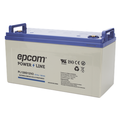 PL120D12V2 - Batería AGM-VRLA / 12 VCC / 120 Ah / Ciclo Profundo / Sellada Libre de Mantenimiento / Certificación UL / Terminales T4