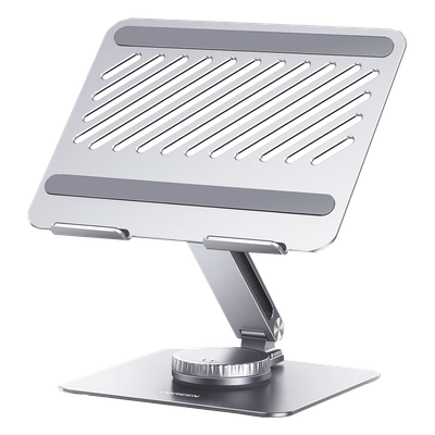 90849 - Soporte Giratorio para Laptop / Rotación 360° con Bloqueo / Aluminio / Carga 5 kg / 10 a 17.3" / Altura y Ángulo Ajustable / Plegable