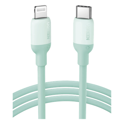 20308 - Cable USB-C a Lightning / Certificado MFi / 1 Metro / Adecuado para iPhone, iPad, iPod / Carga Rápida PD 20W / Sincronización de Datos de hasta 480 Mbps / Goma de Silicona y TPE. / Suave al Tacto / Color Green
