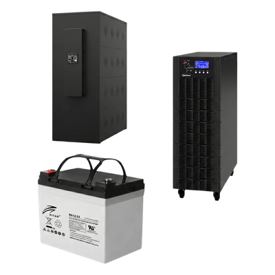 HSTP3T30K100P-5MIN-STARTUP - UPS Trifásico de 30 kVA/27 kW, Topología Online Doble Conversión, Voltaje de 208/220 Vca de L-L, Respaldo de 5 Minutos al 100% de Carga, Incluye Módulo y Banco de Baterías
