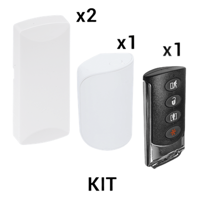 KIT-RF-SFIRE-DSC-2 - KIT Básico Sensores Inalámbricos - Incluye 2 Contactos Magnéticos, 1 PIR y 1 Llavero - Compatibles con Paneles DSC 433 MHz
