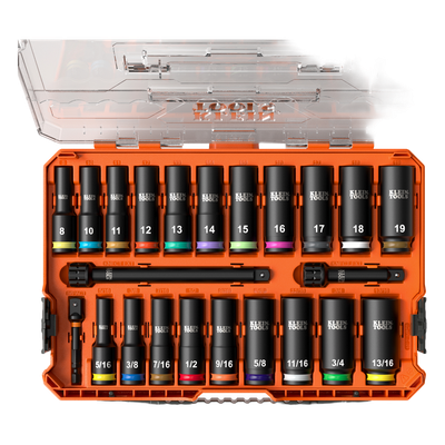 65121-IMPCT - Juego de Dados de Impacto Profundos / Drive 3/8" / SAE y Métrico / 23 Piezas / Adaptadores Multi-Propósito / Estuche Modular