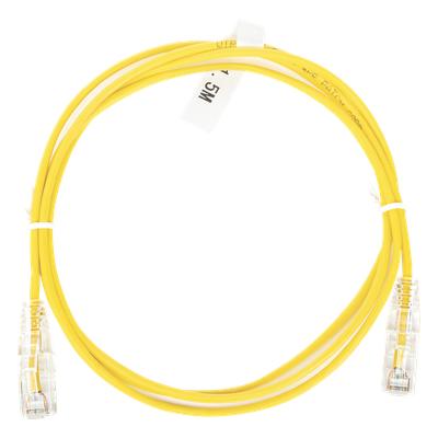LP-UT6-150-YE-28 - Cable de Parcheo Slim UTP Cat6 / 1.5 m (4.92 ft) / 28 AWG / Amarillo / 1 Gbps