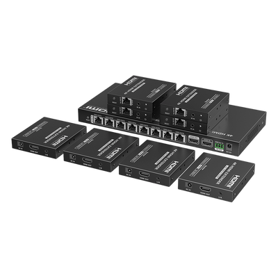 TT-828N - Extensor HDMI sobre IP / 1x8 Distribuidor / 4K @ 60 Hz / 70 m (229.7 ft) / HDR10 / 18 Gbps / PoC / S/PDIF / RS232