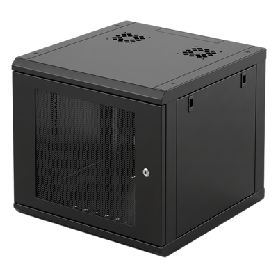 SR-19-06-GN3P - Gabinete Rack 19 Pulgadas / 6U / Montaje Pared / Ventilado / Acero Calibre 20 / Carga 100 Kg / 372x606x636 mm (14.6x23.9x25.0 in) / Puerta Perforada con Candado