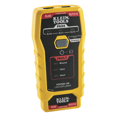VDV526-100 - Probador de Cables de Red / Prueba Cat3, Cat5e, Cat6/6a / Transmisor Remoto Integrado / LED de Estado / Batería 9V 80 h / 116 g