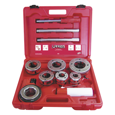SYS-851 - Juego de Tarraja para Tubo / 9 Piezas / Rosca Derecha NPT 1/2" a 2" / Portafolio Plástico Rígido / Incluye Aceite Lubricante