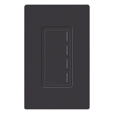 RRSTHN4BMN - Botonera de Pared para Sistema de Automatización / 4 Botones de Escena / Retroiluminada / Alimentación 120-277 V / RF Clear Connect Type X / 75 ft (22.9 m) / Acabado Midnight
