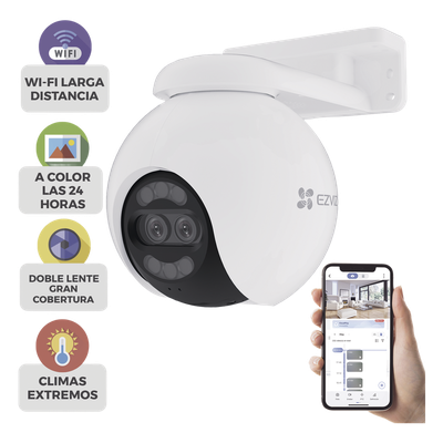 CS-H80X - Cámara PT IP / 4K Ultra HD / Panorámica 360° / Visión Nocturna Color 30 m (98.4 ft) / Lente Dual / Wi-Fi / IP65
