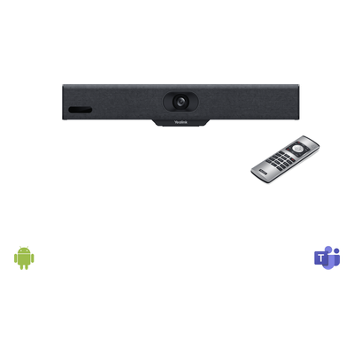 A10-010 - Barra de Videoconferencia Todo en Uno / 4K / Lente 120° / 8 Micrófonos MEMS con IA / Auto Framing / Microsoft Teams y Zoom / Android Integrado