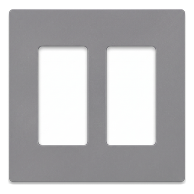 CW2GR - Placa de Pared / 2 Espacios / Apertura Designer / Acabado Brillante / Color Gris / Perfil 7.6 mm