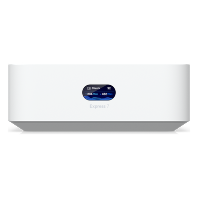 UX7 - Cloud Gateway Compacto / Wi-Fi 7 / 6 Transmisiones Espaciales / 6 GHz / 10GbE WAN / 2.5GbE LAN / Cobertura 160 m² (1,750 ft²)