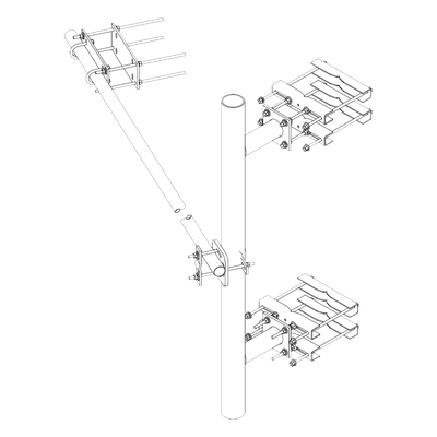 TRY-ST-HD-025 - Montaje Lateral para Torre / Mástil de Acero Galvanizado 4-1/2" x 72" (1.8 m) / Separación 30 cm (1 ft) / Brazo de Refuerzo Incluido