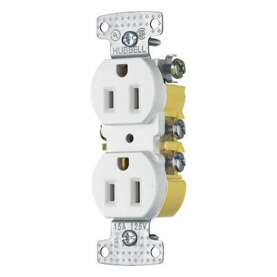 HUB-RR15W - Contacto Dúplex Residencial / 15A / 125V / 2P 3H / NEMA 5-15R / 0.93' x 4.19' x 1.52' / Blanco