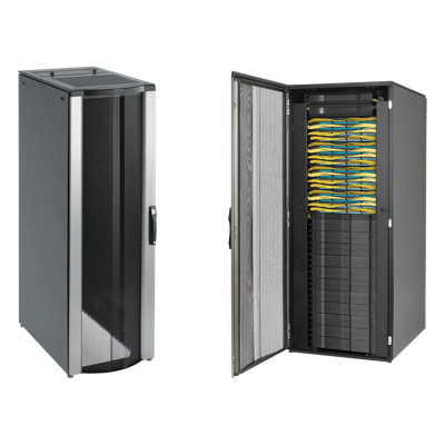 PNC20812B - Gabinete Rack / 42 UR / 2000x800x1200 mm / 2500 lb / Acero / Puertas Perforadas / Gestión de Cables