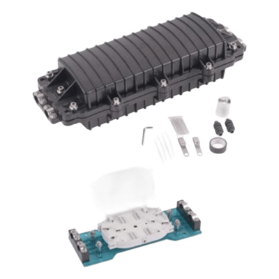 LP-SCH96-2 - Caja de Distribución de Fibra Óptica Horizontal / 96 Empalmes / IP68 Exterior / 2 Puertos / Polipropileno UV