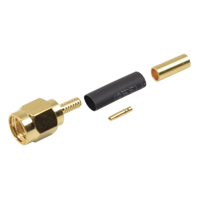 RP-3000-1B - Conector SMA Macho Inverso / Anillo Plegable / Bronce con Oro / RG-174/U, RG-316/U