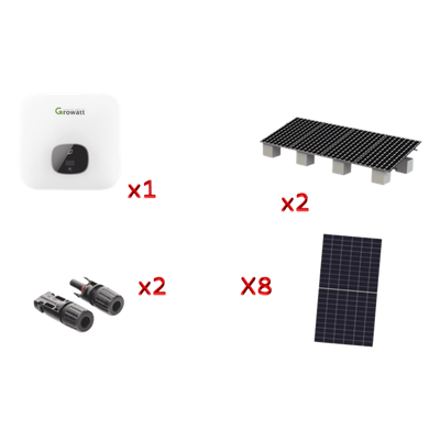 MIN5000KIT1 - Kit Solar de Interconexión / 5 kW 220 Vca / 8 Paneles de 645 W / Inversor Híbrido / Montaje Estructural Incluido