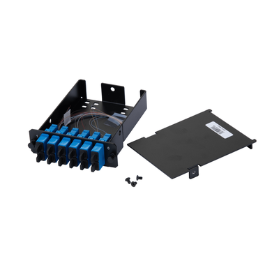 FCS9N-12-03P - Placa Acopladora de Fibra Óptica / 12 Pigtails Monomodo OS2 / 6 Conectores SC Duplex / 12 Fibras / 1 m (3.28 ft) / Color Azul
