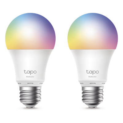 TAPOL530E2PACK - Foco Smart Wi-Fi Multicolor / A60 E27 / 806 Lúmenes / Atenuación 1%-100% / 2500-6500 K / Control por Voz / 2.4 GHz